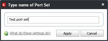 2. Type a name for the port set.