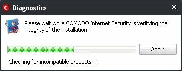 Checks for the presence of software that is known to have compatibility issues with Comodo Internet Security. The results of the scan are shown in the following popup window.