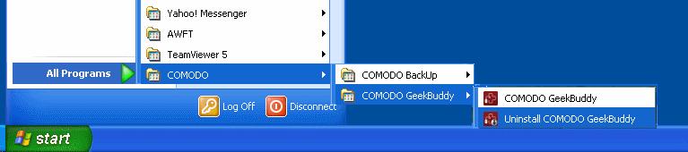 Or Click Start > All Programs > Comodo > Comodo BackUp > Uninstall Comodo GeekBuddy The uninstallation wizard will start and the uninstallation progress