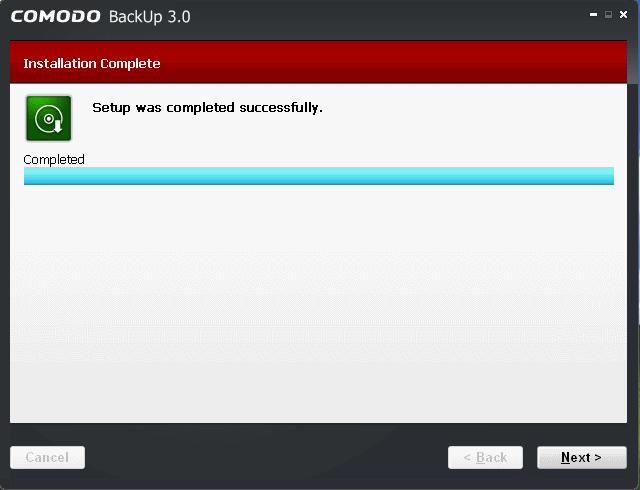 On completion, the 'Installation Complete' dialog will be