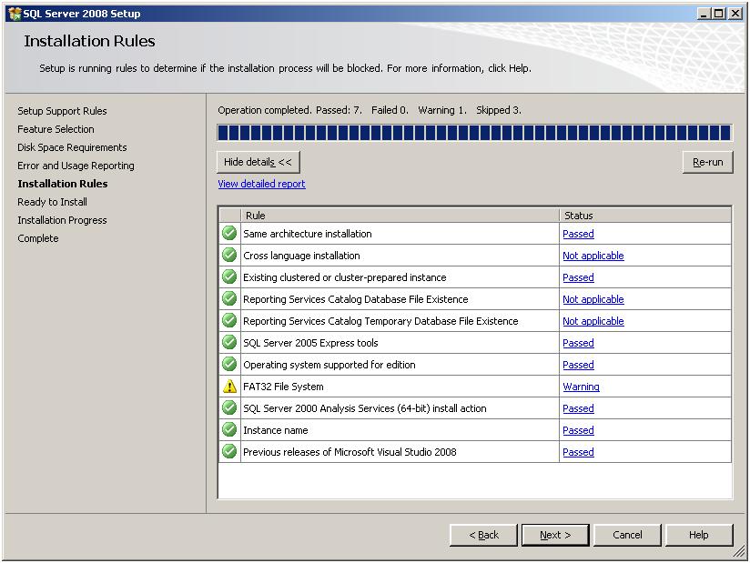 4. Without any configuration, click Next to enter the Installation Rules dialog box, as shown in Figure 30.