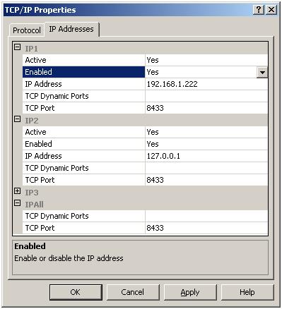 Figure 41 Configure IP addresses for TCP/IP 8. Click OK to save the configuration.