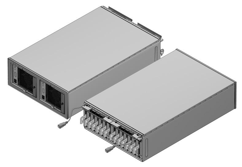 FIGURE 1-1 External I/O Expansion Unit, Front and Rear Views 1 2 Figure Legend 1 Front view 2 Rear view 1.