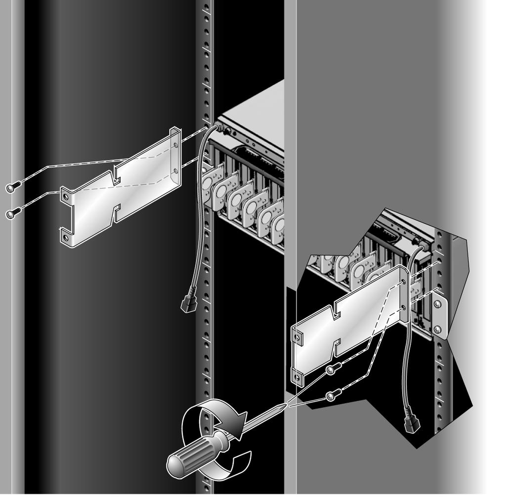 FIGURE 2-7 Installing the Support Brackets 2-10 External I/O Expansion Unit