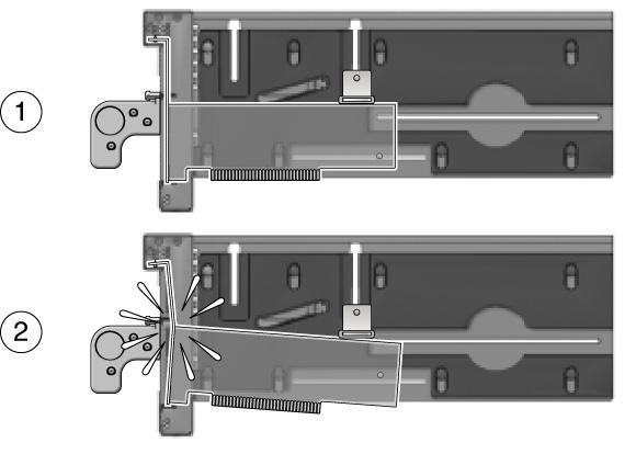 Caution Do not apply excessive pressure on the upper card locks. Too much vertical pressure will bend the PCI card bracket. See FIGURE 3-16.