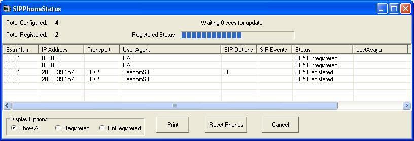 application. The Avaya IP Office R8 SysMonitor screen is displayed. Select Status > SIP Phone Status from the top menu.