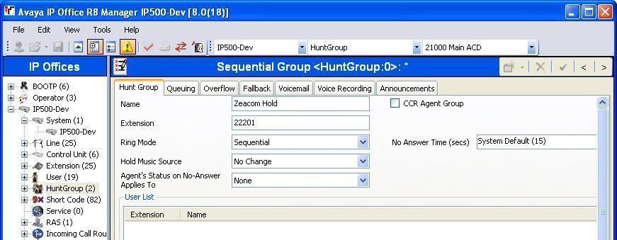 5.2. Administer Hunt Groups From the configuration tree in the left pane, right-click on HuntGroup and select New from the pop-up list to add a new hunt group.