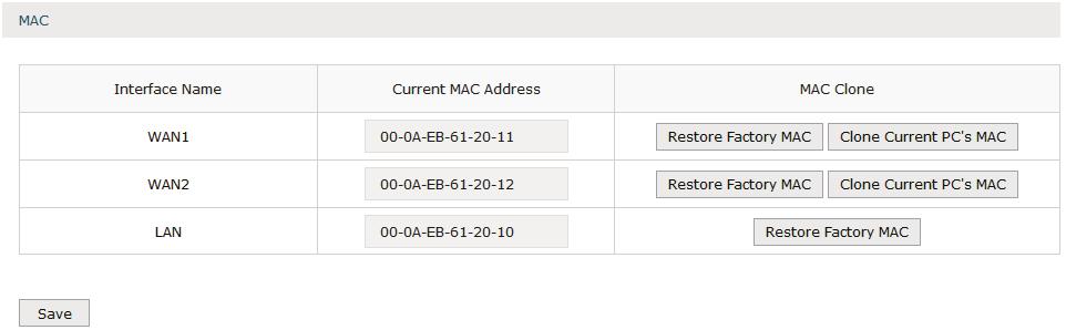 Configuring Network MAC Configuration 5 MAC Configuration Generally, the MAC address does not need to be changed.