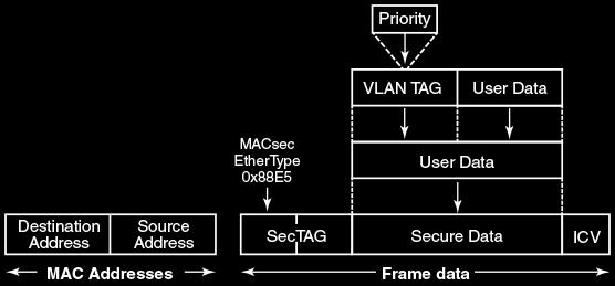 Configuring MACsec FIGURE 3 MACsec frame format The security tag passes MACsec-related information to MACsec peers. The following figure defines the fields in a security tag.