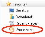 Workshare sync folder The Workshare sync folder is added to Favourites.