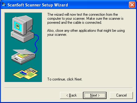 SETTING UP PAPERPORT TO WORK WITH YOUR SCANNER 99 The next window is for checking the connection between