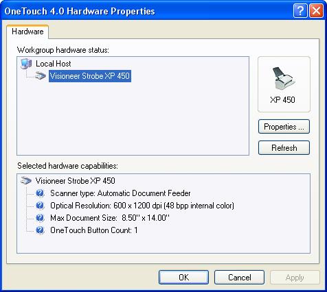 SELECTING NEW SCAN SETTINGS FOR THE SCAN BUTTON 85 2. Click the Properties button.