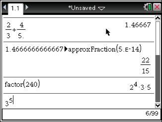 The Calculator Application TI PROFESSIONAL DEVELOPMENT 13 Step 5: Find the factors of 240 by selecting Menu > Number > Factor.