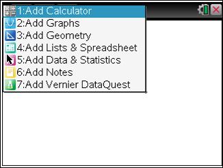 Graphing Data on a Separate Page Using the Data & Statistics Application Step 11: To display the graph on a separate page, first add a Data & Statistics page by pressing / ~ and selecting Add Data &
