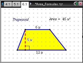 Area Formulas MATH NSPIRED 92 c.