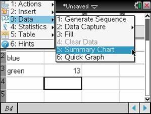 Graphing Categorical Data TI PROFESSIONAL DEVELOPMENT 95 Step 3: To create a graph, move the