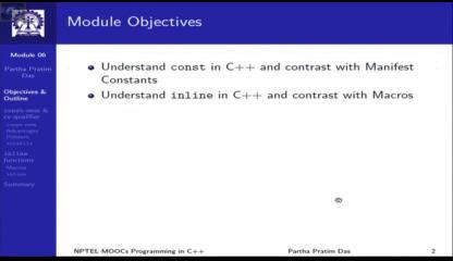 (Refer slide Time: 02:36) So, we will try to understand const in C++ and