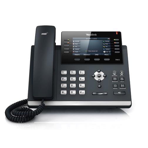 Yealink SIP-T46G IP Phone ideal for executive users and busy professionals High resolution TFT colour display & Yealink Optima HD technology enables rich, clear, life-like voice communications.