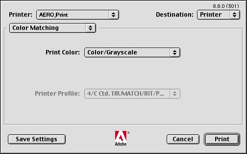 application. The print dialog box appears.