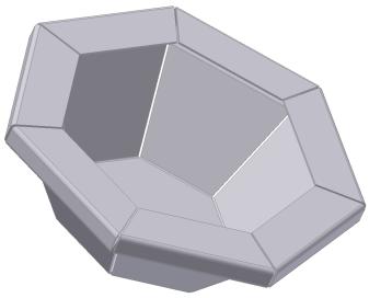 The contour flange is created using the auto-miter option, and the seven-edge loop of the polygon