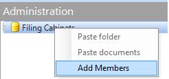 In the middle pane right click on From the menu click the Add Members option. You will then be presented with a Folder screen.