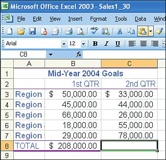 The formula automatically performs the calculation on similarly located data, placing the results into the selected cell(s).