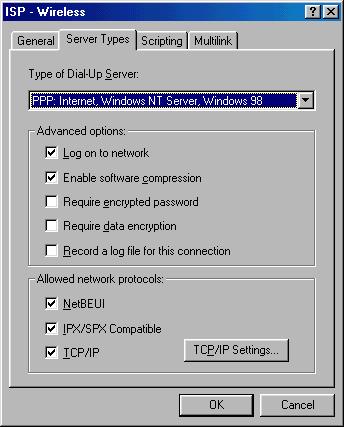 Windows 95/98 Setup Preparing for Remote Networking 48 3 Use this screen to configure your connection as directed by your network administrator or ISP.