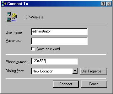 Windows 95/98 Setup Making a Data Call 51 A Connect To window appears.