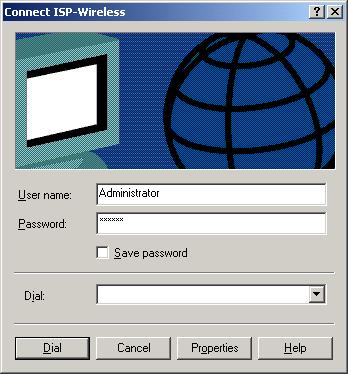 Windows 2000 Setup Making a Data Call 66 2 In the next window, enter your User Name and Password. Make sure the correct phone number is displayed, then click Dial.