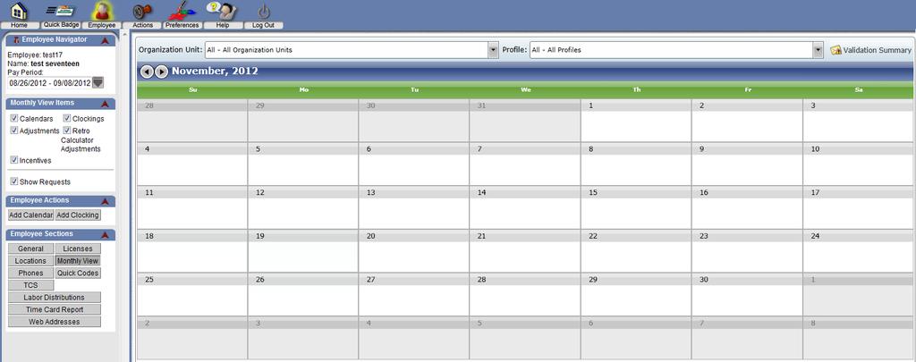 19 Add Calendar Entry To enter non productive time, click on the Monthly View button. Click on the dark bar for the 2nd. This screen displays the current month and highlights the current day.