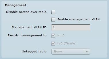 Figure 16 Management VLAN Settings Enable select to enable a VLAN tagging for management traffic. Management VLAN ID specify the VLAN ID [2-4095].