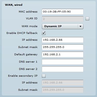WAN mode choose Dynamic IP to enable DHCP client on the WAN side. This option does not need any parameters.
