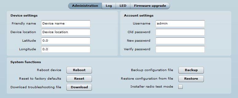 System Administration For security reasons it is recommended to change the default administrator username and password as soon as possible.