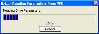 Read from VFD This function allows you to load the parameter values from a drive.