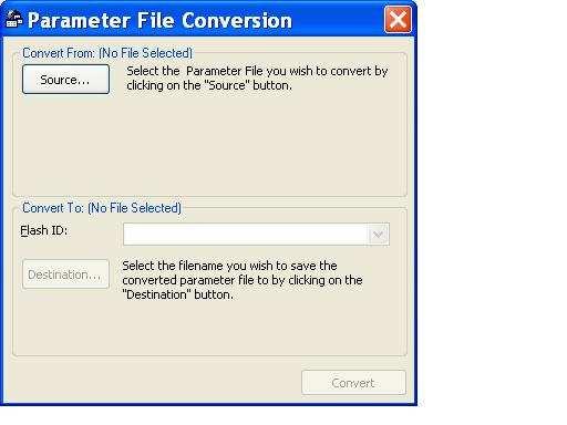 Parameter File Conversion The Convert function, under the Tools menu, allows parameter files to be converted from one firmware version to another (within the same drive series).