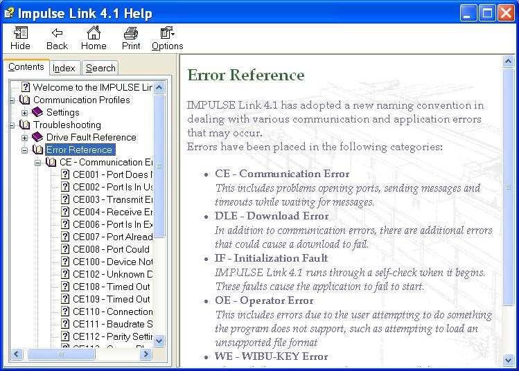 Communication Error References The Help function provides an