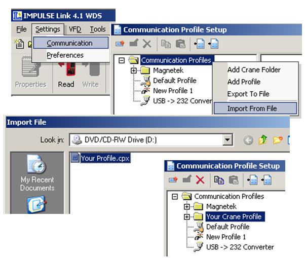 Importing your Drive Profiles When you receive IMPULSE LINK 4.1 WDS, your profiles have been pre-configured for you and reside on the installation CD. When IMPULSE LINK 4.