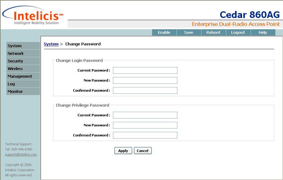 Login Password The administrator uses the combination of Login Name and Login Password to log in to Cedar. After log in, the administrator can view most of the system parameters.