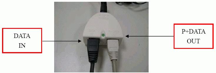 When you plug the regular RJ-45 cable into the PoE device, you should use the regular RJ-45 cable to plug into the DATA IN of Power Over Ethernet Kit to connect to hub/switch or use