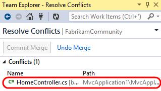 Figure 63 Resolving conflicts 39. Select the Merge button.