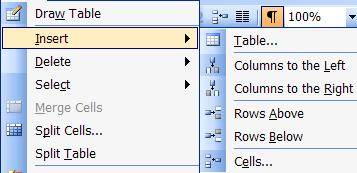 Insert or delete rows above or below existing rows Insert or delete columns to the right or left of existing