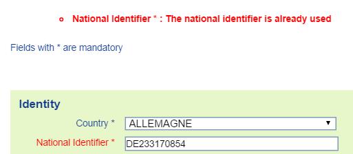 II.1.3.4 VALIDATE YOUR REGISTRATION To complete your sign-in request, you must certify the conformity of the entered data by ticking the box at the bottom of the screen.
