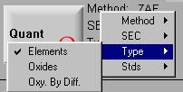 2 Type Options The Type field next to the Quant button allows you to change the definition of sample type.