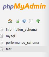 Creating a Database and Importing a Table With the phpmyadmin interface open, select the Home icon, which will show a list of the databases