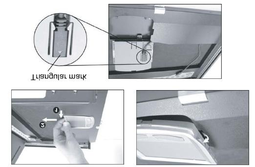 remove the Touch Pad, press the tab underneath it upward to release the latch, then slide it outwards until the Touch Pad can be lifted up clear from the notches, as shown in the figure below