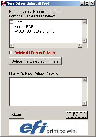 INSTALLING PRINTER DRIVERS 18 Uninstalling printer drivers All installation of user software on a Windows computer is done through the Fiery User Software Installer.