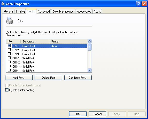 SETTING UP PRINTING CONNECTIONS 21 3 Click the Ports tab. 4 To add a new port, click Add Port.