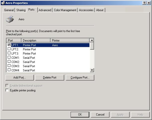 SETTING UP PRINTING CONNECTIONS 25 8 Choose Properties from the File menu and click the Ports tab. Verify that the connection to the NetWare queue is listed and selected as a port for the GA-1211.