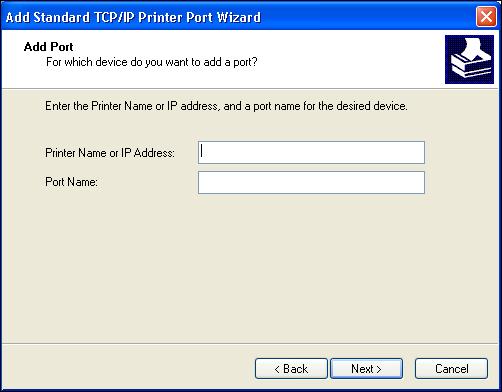 WINDOWS 25 7 Type the EX Print Server IP address. 8 Click Next. 9 Windows XP: Make sure that Generic Network Card is selected as Standard for Device Type and click Next.