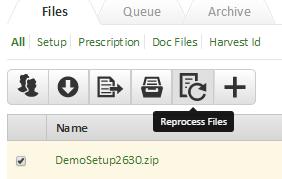 2) Place a checkmark in the box next to the file you would like to reprocess.
